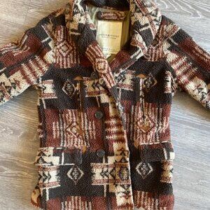 Ralph Lauren Patterned Wool Peacoat Jacket Brown Size M